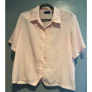 Karen Scott Blouse Women Large Pink Lightweight Cottagecore Barbiecore Chic